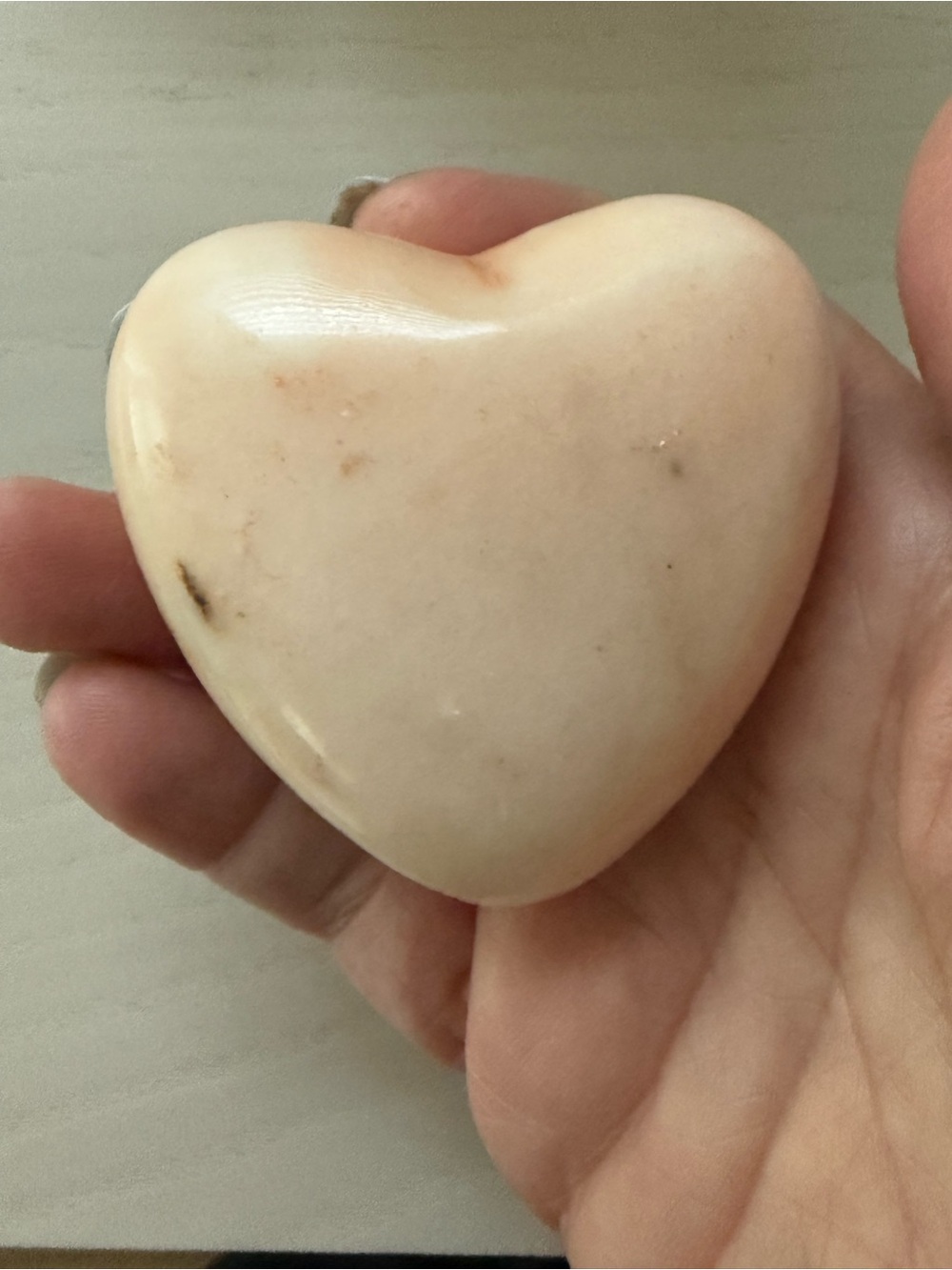 Heart-Shaped Polished Stone - Soft Blush Pink